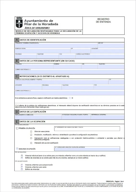 cedula habitabilidad Pilar de la Horadada